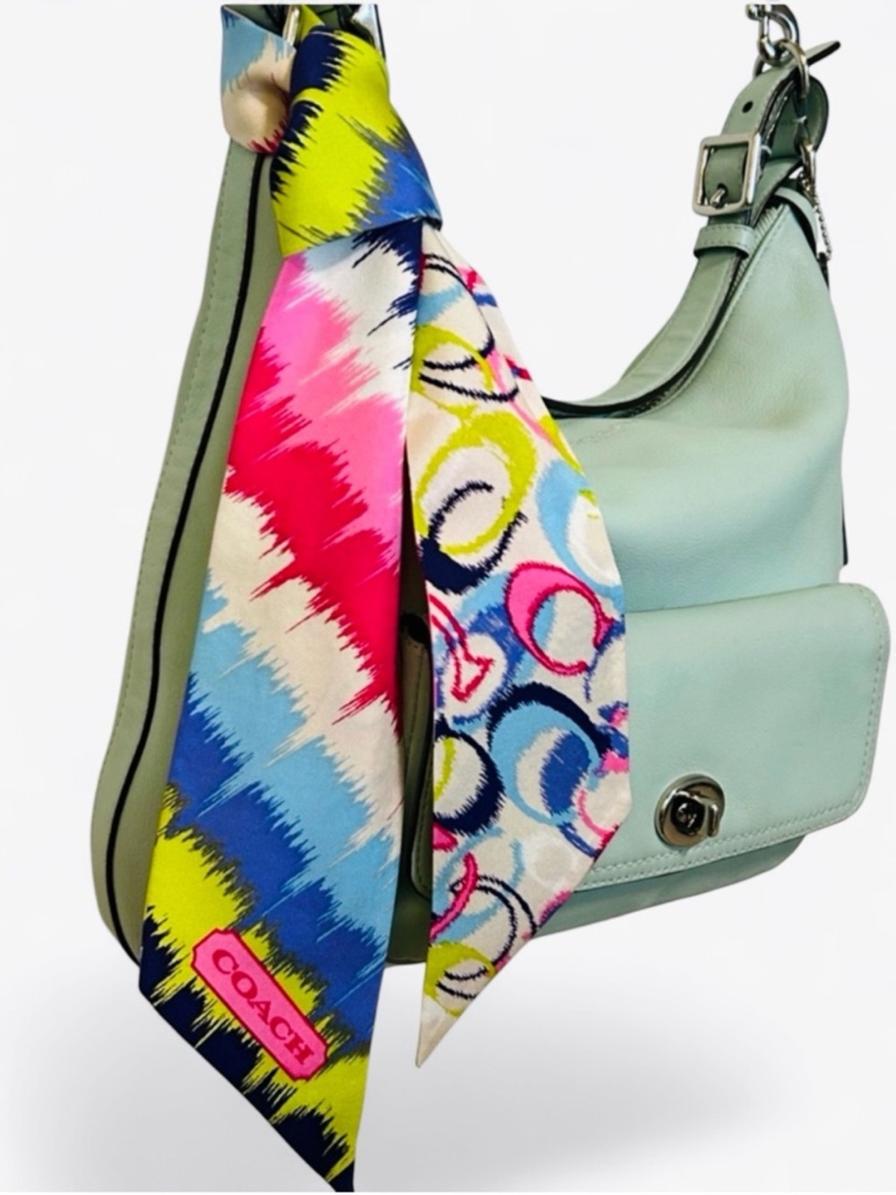 Coach Poppy multicolor IKAT print silk skinny scarf - Picture 6 of 10
